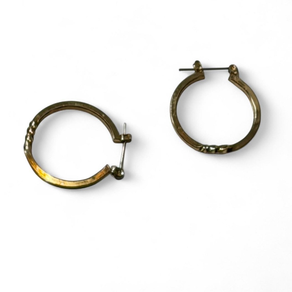 Gold‎ Tone Etched Hoop Earrings